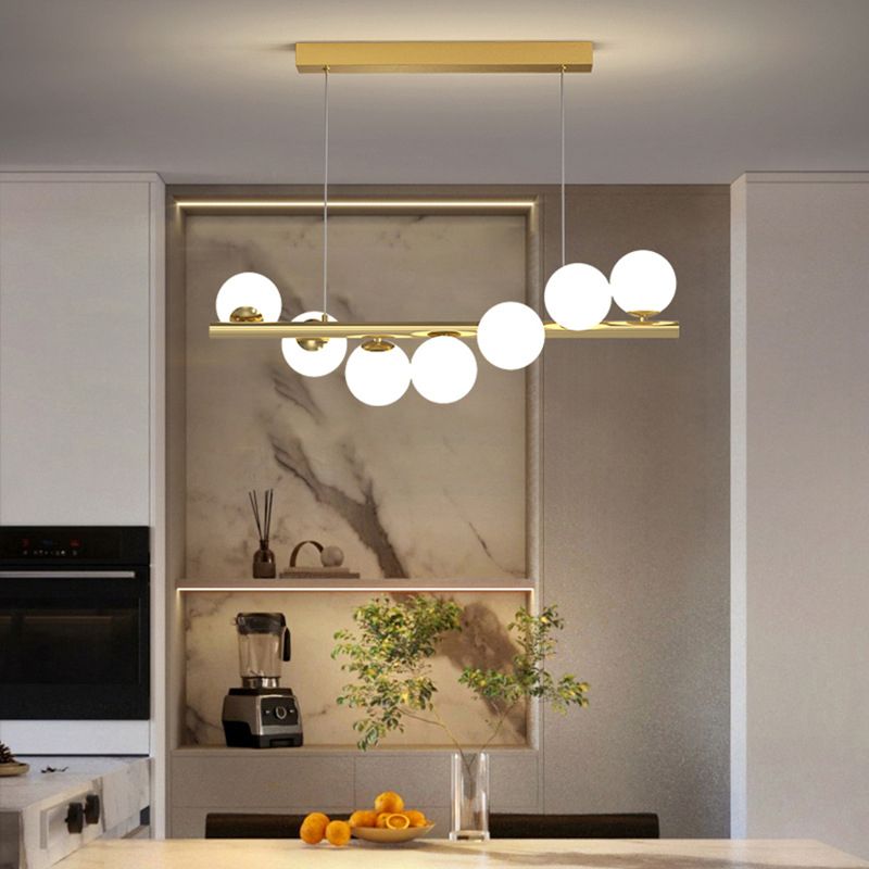 7/9/11-Light Contemporary Golden Kitchen Island Lighting Shaded Ceiling Light for Bedroom