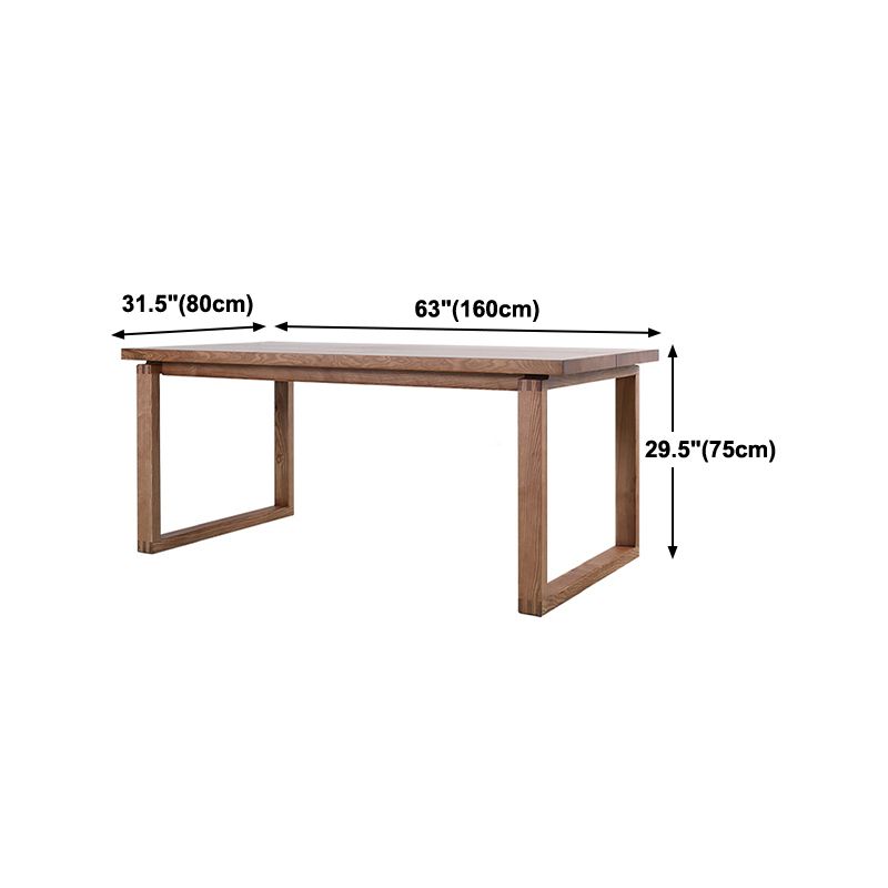 Rectangle Dining Table Solid Wood Contemporary Style Brown Dinner Table for Home Kitchen