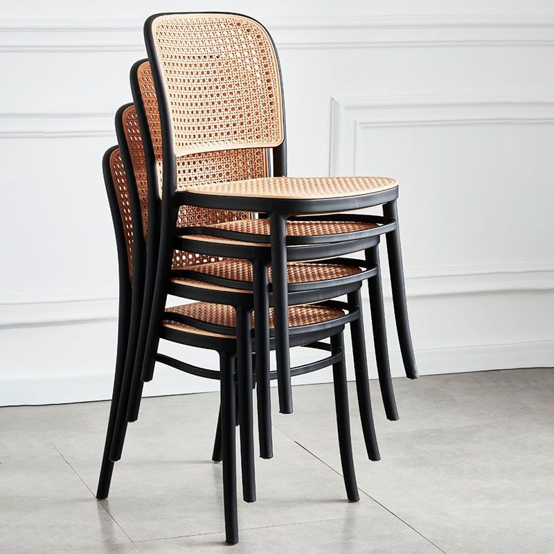 Contemporary Dining Side Chairs Matte Finish Plastic Open Back Chair