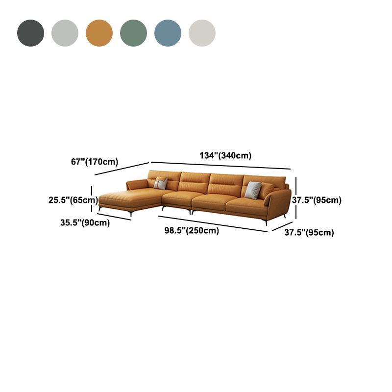 Contemporary 4-Seater Sectional with Pillow Top Arms in Faux Leather