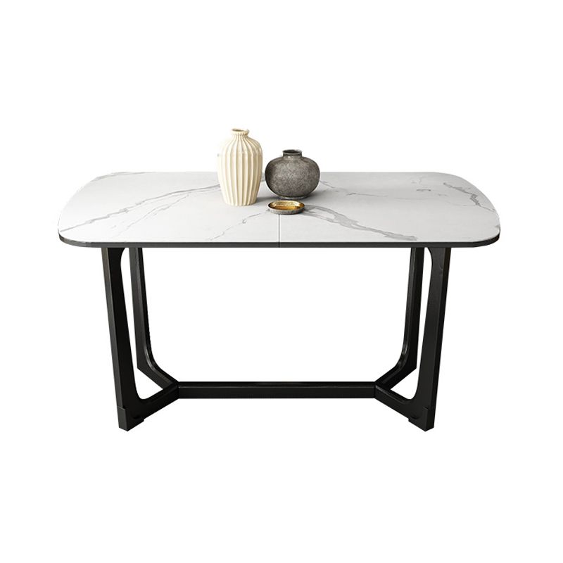 Modern 1/3/4/5 Pieces Scalable Dinette Set with Sintered Stone Black Wood Dining Table Set