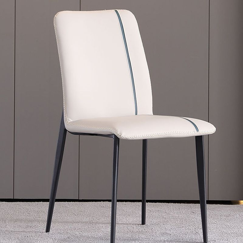 Industrial Armless Side Chairs Faux Leather Dining Chairs with Metal Legs