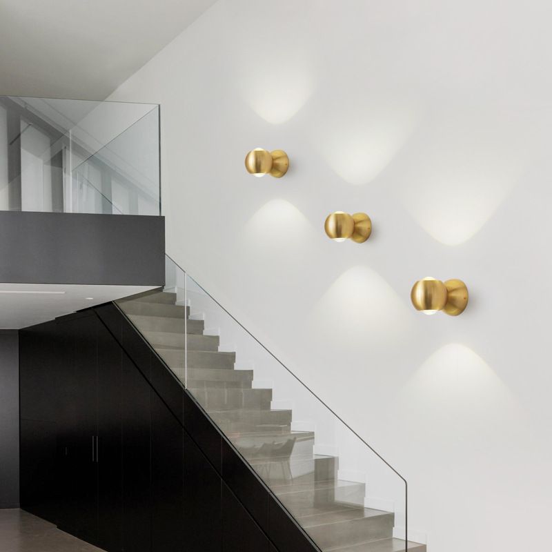 Nordic Style Brass Wall Light Geometric LED Wall Sconce in Gold for Bedroom