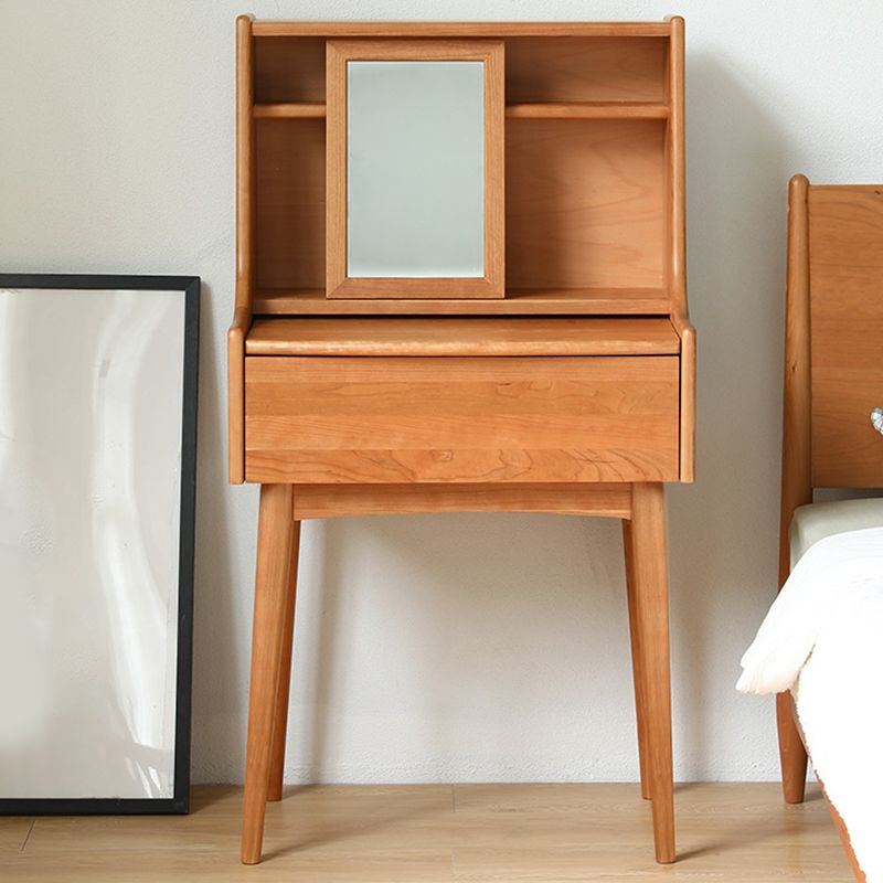 Natural Bedroom Solid Wood Vanity Dressing Table with Storage Drawer