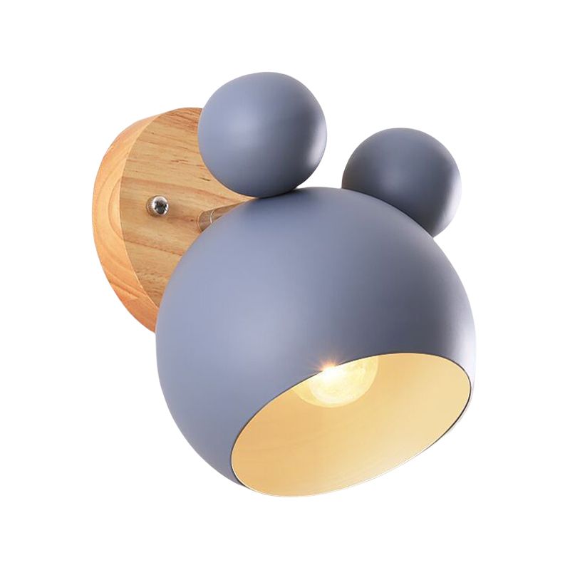Children Wood Wall Light Polish Finish Flush Mount Lighting for Room