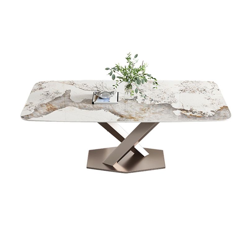 Contemporary Sintered Stone Gray Dining Set Rectangle Standard Dining Set for Kitchen