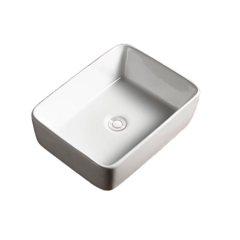 Modern Vessel Bathroom Sink Porcelain Oval with Pop-Up Drain Bathroom Sink