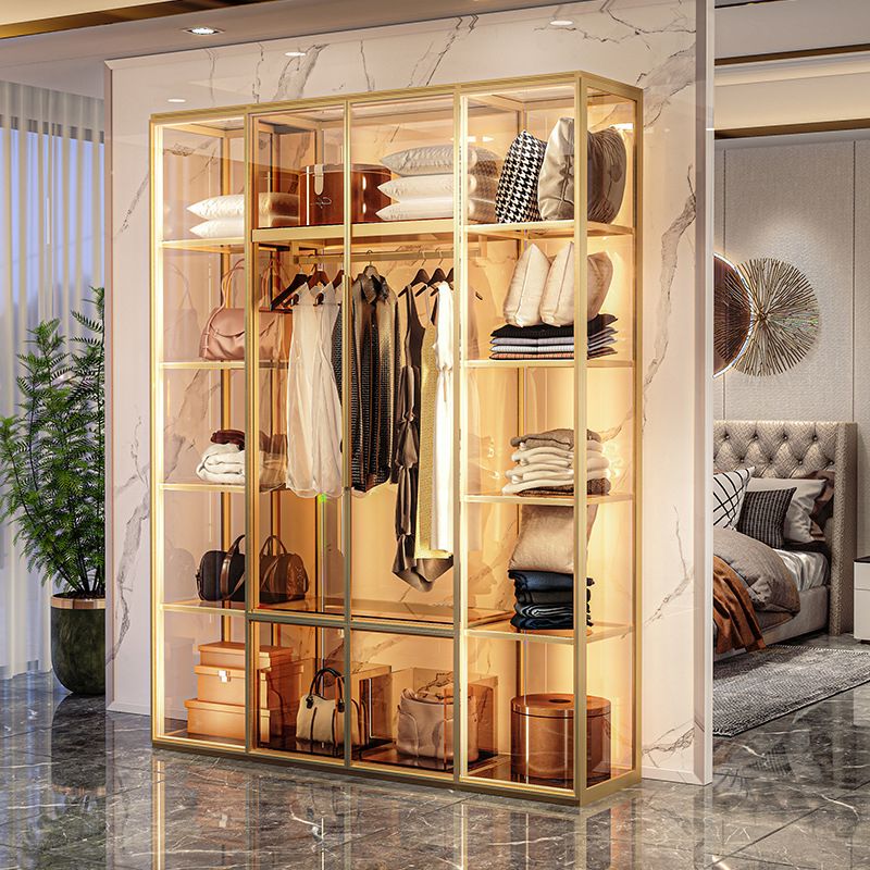 Metal Storage Cabinet with Glass Doors Contemporary Hinged Door Cabinet