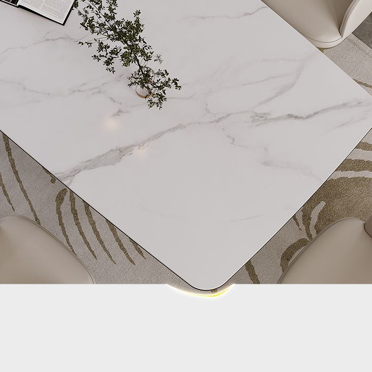 Nordic Glam Sintered Stone Rectangle Table Set 1/4/5/7 Pieces Dining Set for Home