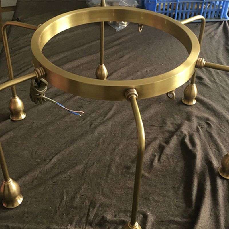 Candlestick Dining Table Suspension Lamp Retro Metal 6/8-Light Gold Chandelier Pendant Light with Adjustable Hanging Rod