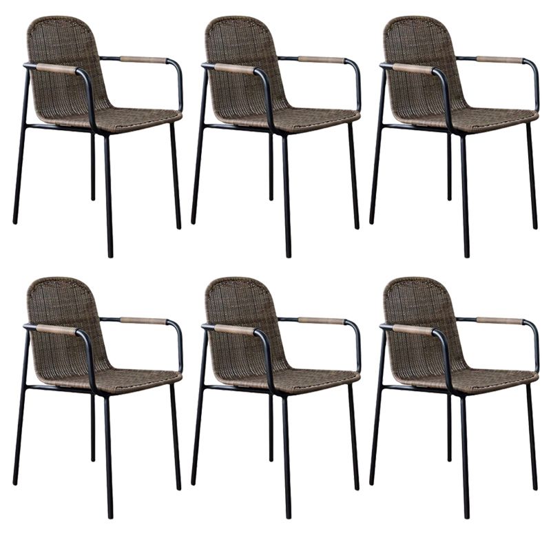 Industrial Patio Dining Side Chair in Brown Aluminum 30.7" High