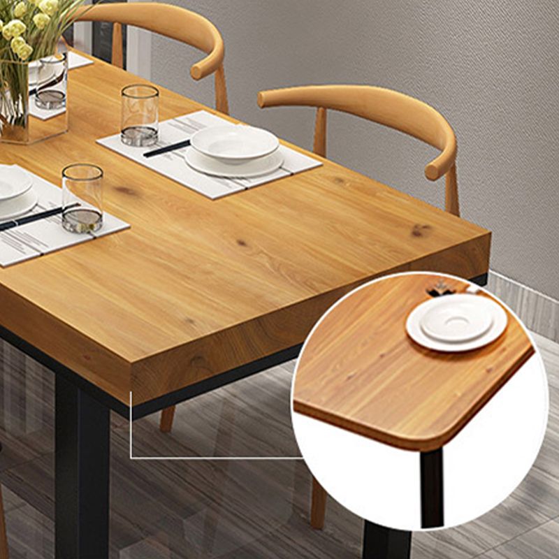 Industrial Solid Wood Top Table Natural and Black Dinner Room Kitchen Table
