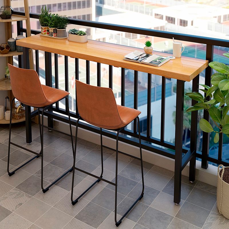 Footrest Outdoor Cocktail Bar Table Industrial Wood Rectangle Counter Table