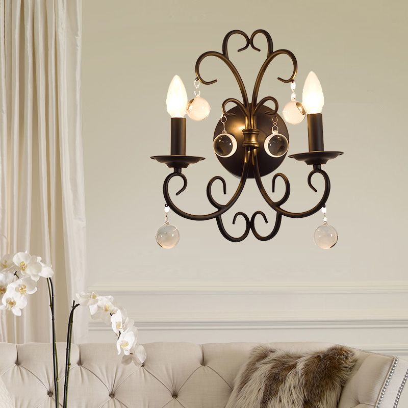 Metal Bulb Bulb Wall Light Style Vintage Style 2 Heads Black Sconce Light Secondo
