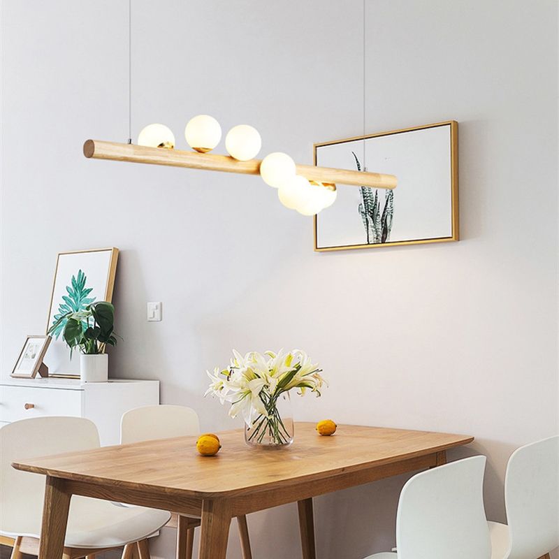 5/7-Light Wood Ceiling Light Industrial Kitchen Island Lighting for Room