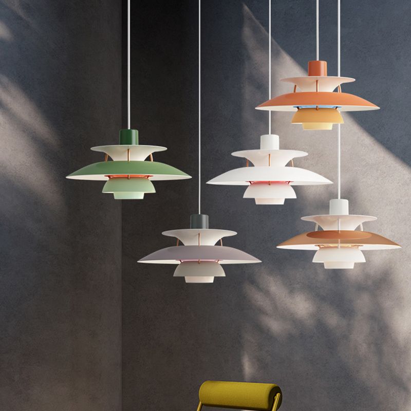 1 Light Tier Pendant Designer Nordic Style Aluminum Ceiling Pendant Light with Hanging Cord for Bedroom