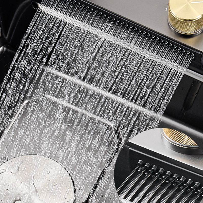 Modern Workstation Ledge Stainless Steel with Basket Strainer and Faucet Kitchen Sink