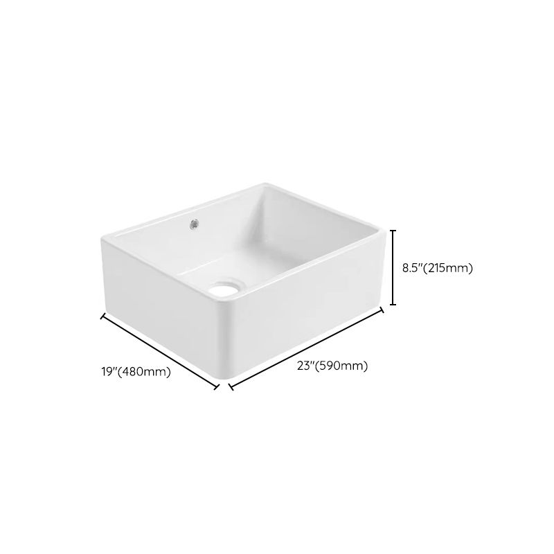 Farm Style Bathroom Sink Ceramic Rectangular Washroom Sink with Faucet