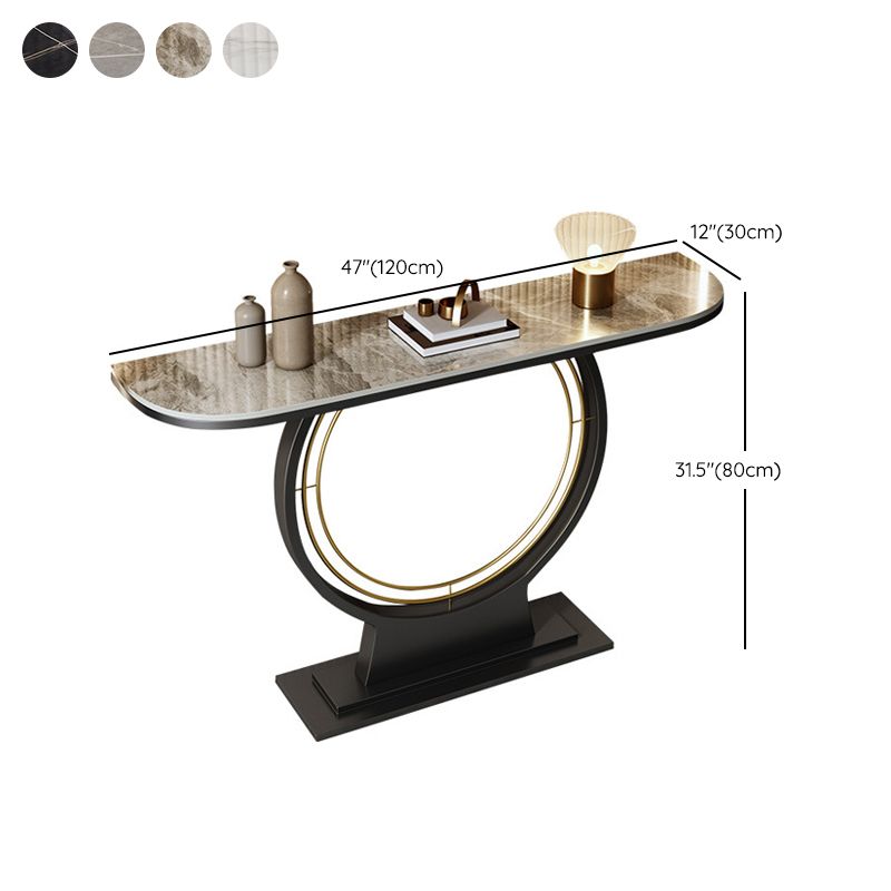 12 Inch Wide Accent Table Half Moon Stone Console Table for Hall