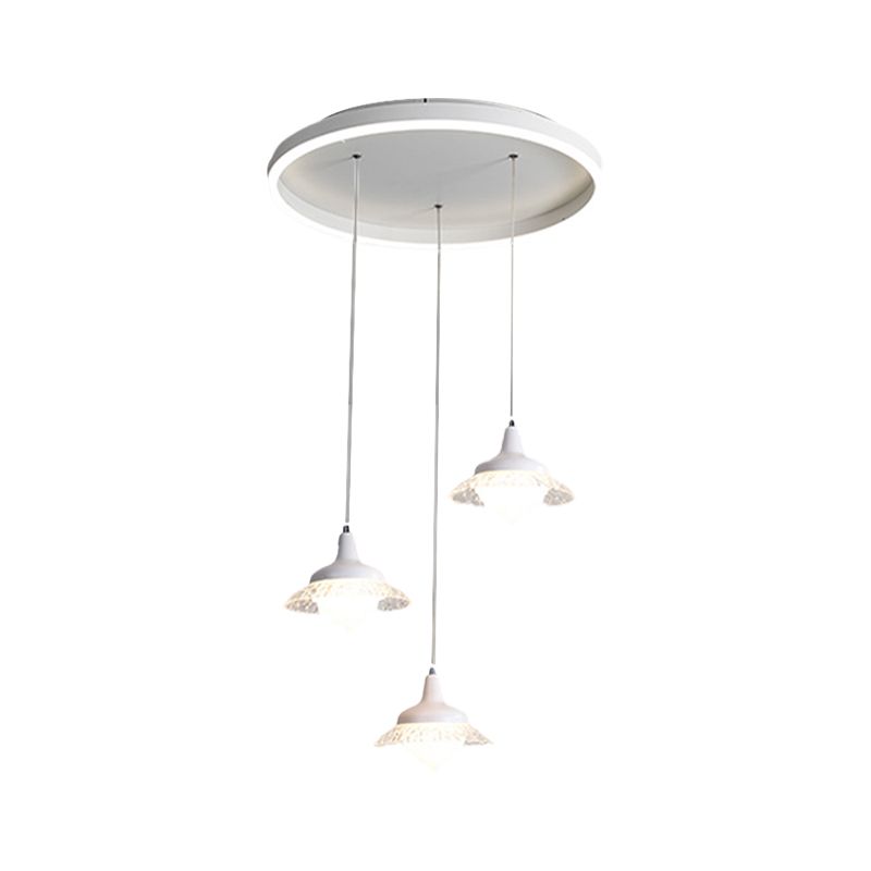 White Urn Shape Multi-Pendant Modernism 3 Lights Acrylic LED Ceiling Hang Fixture, White/Warm Light