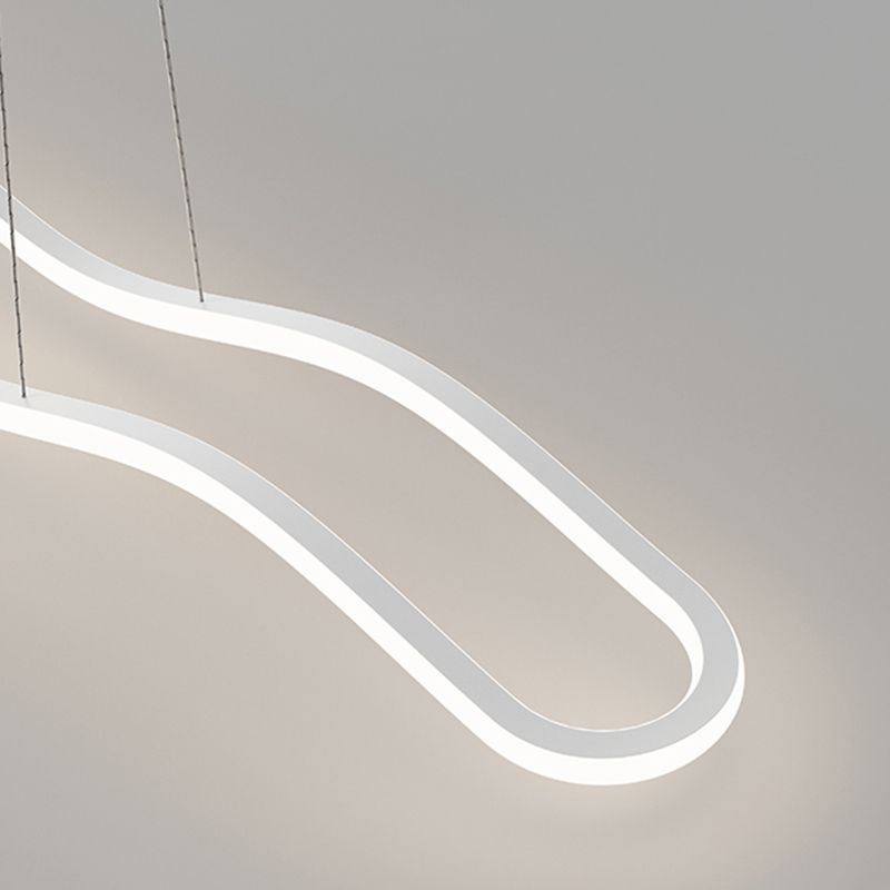Creative Linear Island Lighting Fixture Modern Style LED Hanging Light for Dining Room