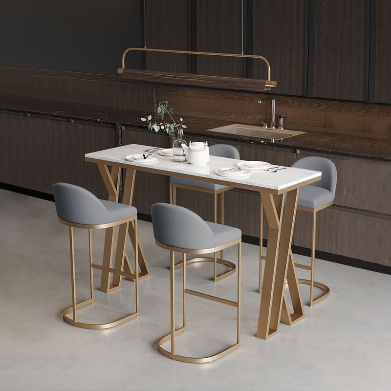 Glam Stone Bar Dining Table Rectangle Bar Table for Cafe And Bar