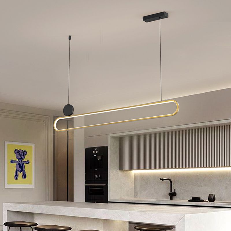 Luces de isla ovalada Modernismo Luz de la isla metal en oro para el comedor