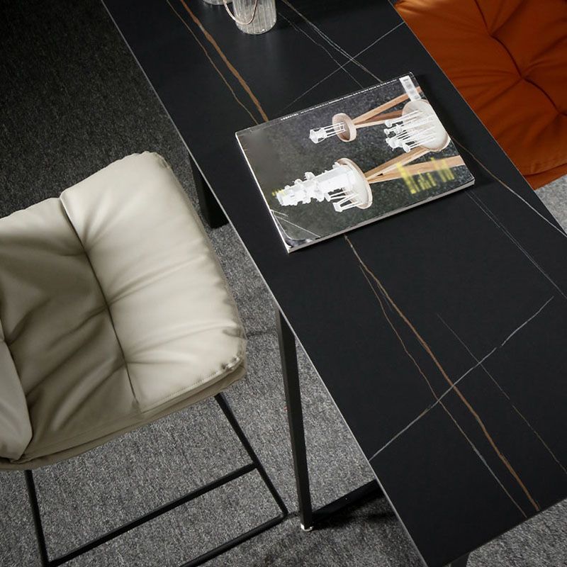 Industrial Rectangle Top Counter Table Marble Top 42-inch Height Table