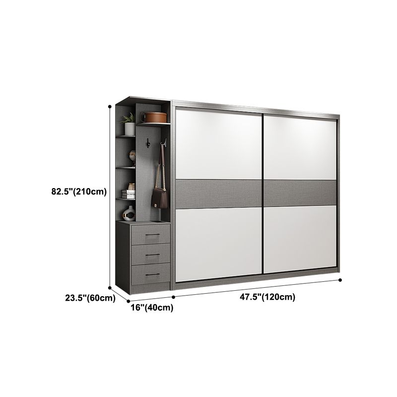 Modern Style Wooden Wardrobe White Colour Wardrobe Closet with Sliding Door