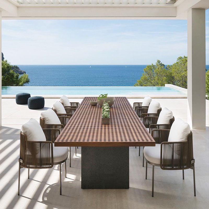 Bohemian Style Dining Set 1/8 Piece Solid Wood Dining Table Set for Patio