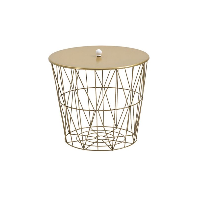 Fram Base Coffee or End Table with Storage Contemporary Metal Round Top