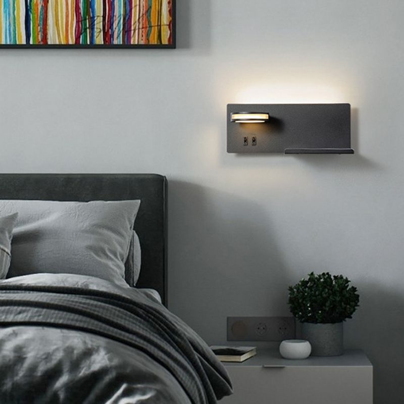 Contemporáneo de 1 luz de pared de pared de pared rectangular de aluminio Luz montada para dormitorio