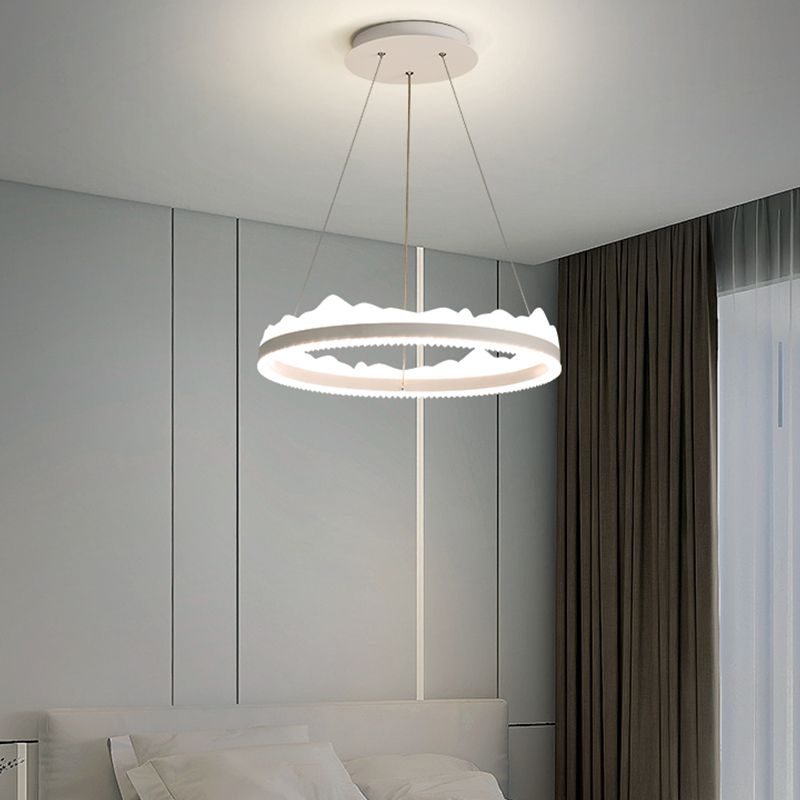 Circle Metal Pendant Light Fixture Modern Style Single Light Hanging Light Fixture