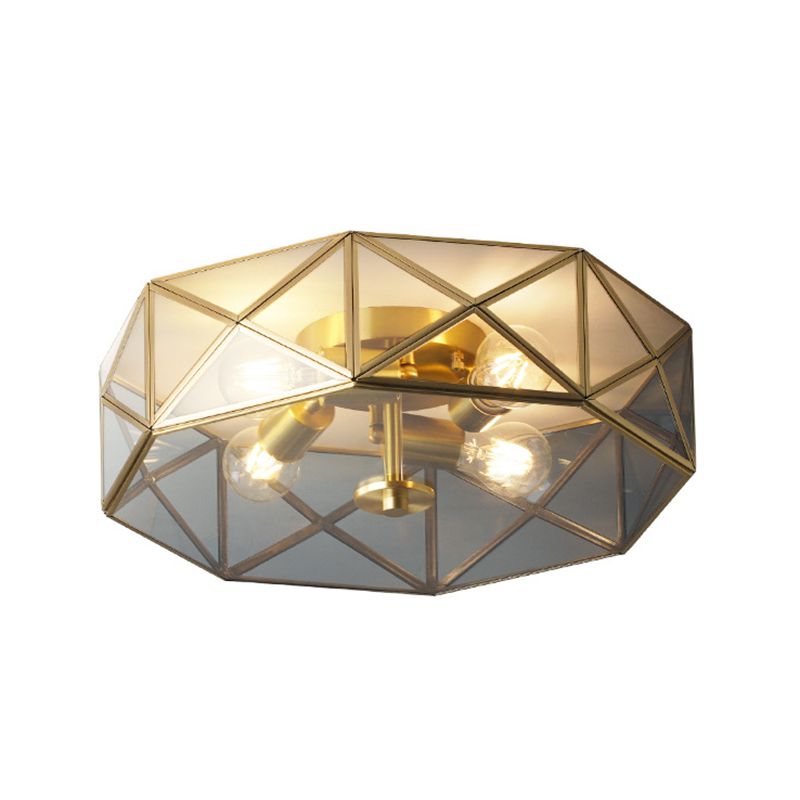 Octagon Flush Mount Plafond Licht Colonial Clear Glass Ceiling Mount Light Fixture voor slaapkamer