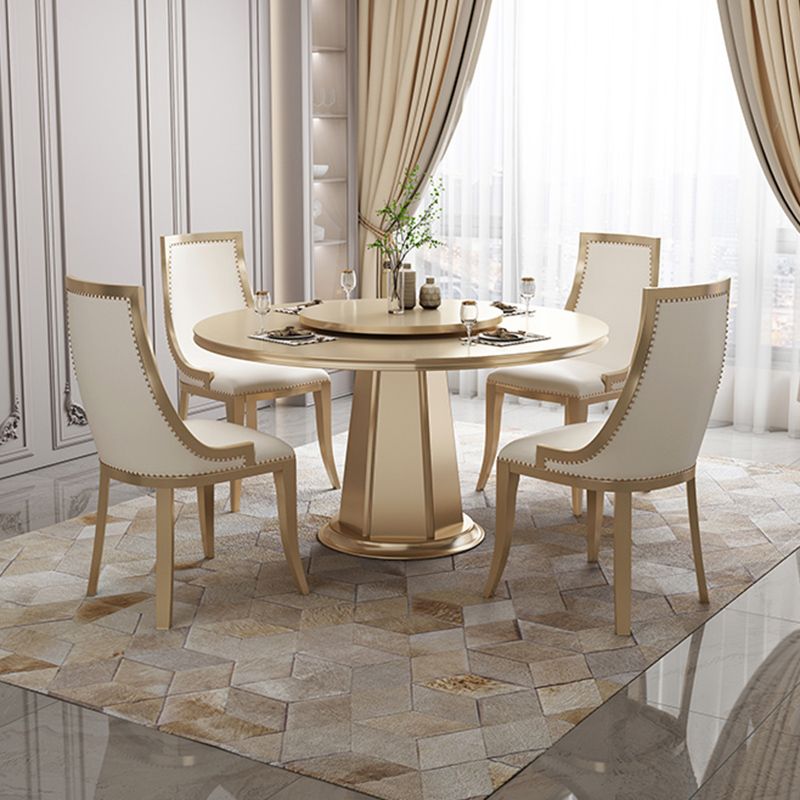 Contemporary 1/2/5/6/7 Pieces Furniture Round Solid Wood Dining Set in Brown