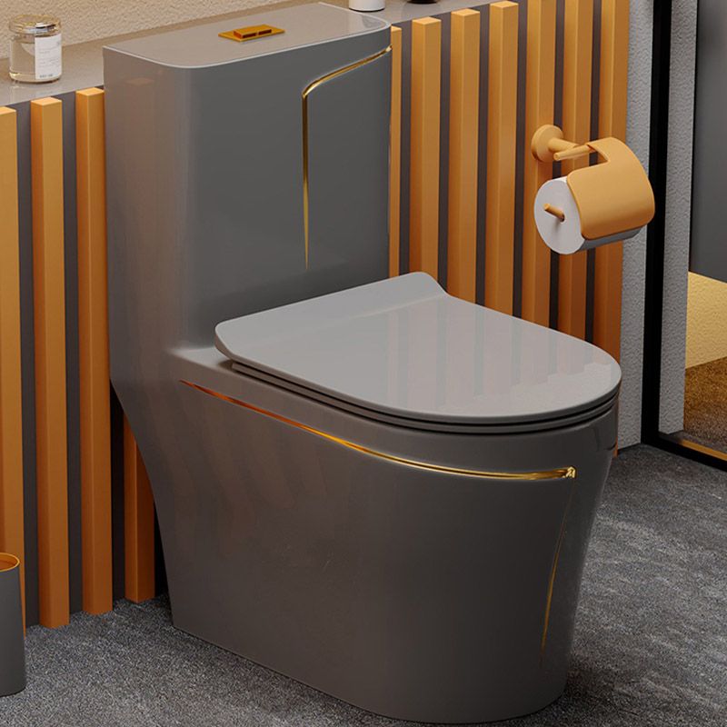 Skirted Flush Toilet Floor Mount Traditional One-Piece Toilet with Slow Close Seat