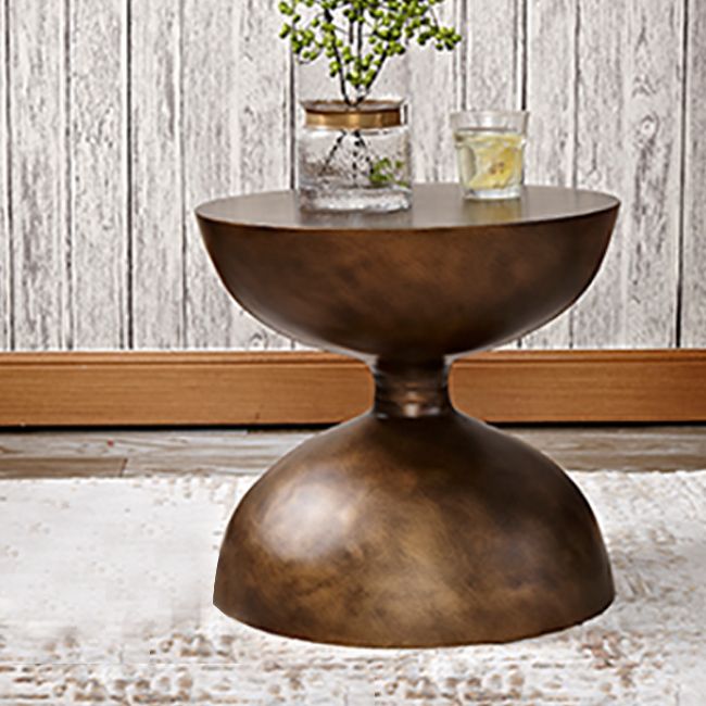 Round Old Solid Wood Table with Pedestal Base Design French Country Style Side Table