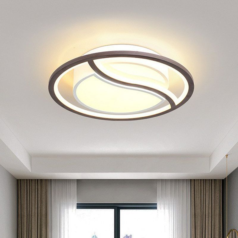 Geometric Living Room LED Flush Mount Acrylic Modern Flushmount Ceiling Light in Coffee