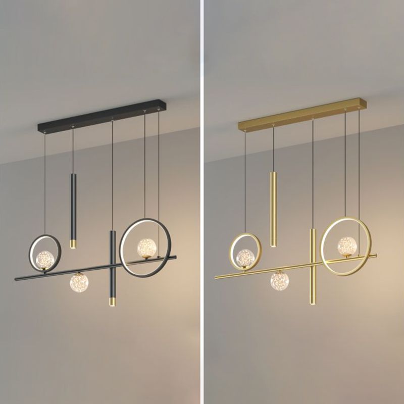 Luz colgante de isla lineal LED de aluminio en moderna luz de techo de hierro forjado de estilo nórdico con sombra de silicona