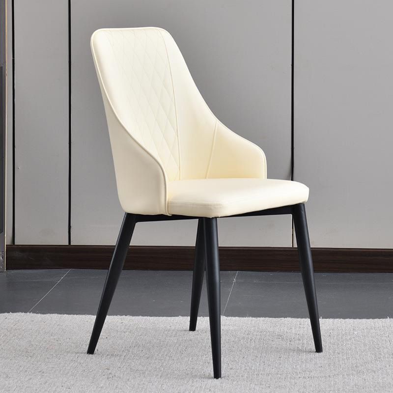 Contemporary Faux Leather Dining Chairs Metal Parsons Side Chair