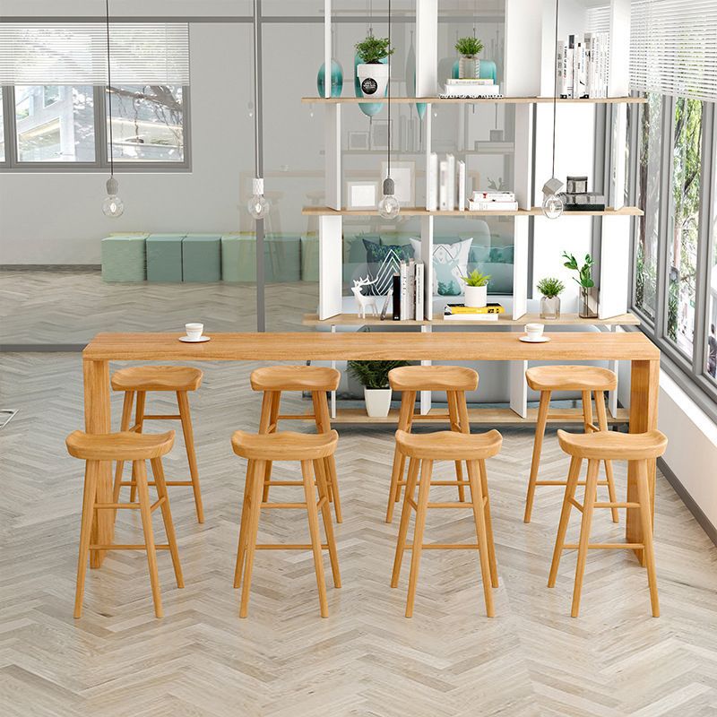 Modern Rectangle Solid Wood Bar Table Set 1/2/5/9 Pieces Counter Table with High Stools