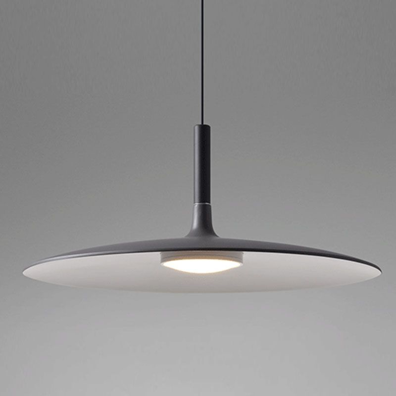 Minimalist Indoor Pendant Light, Metal Flat Shade LED Pendant Lighting