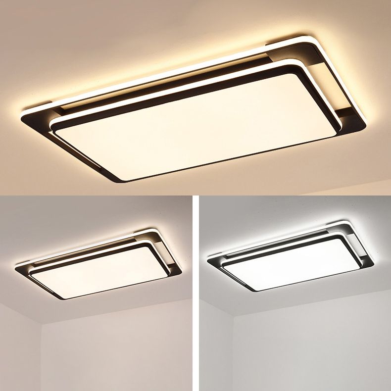 Black Modern Style Flush Ceiling Lights 1-Light Geometric Acrylic Flush Mount Fixture