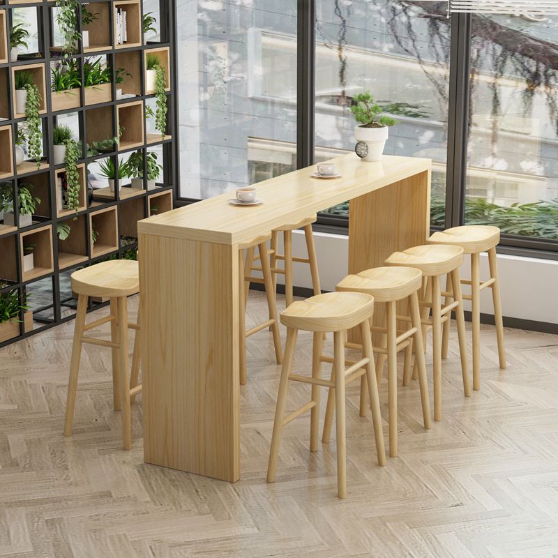 1/5/9 Pieces Modern Rectangle Solid Wood Pub Table with High Stools