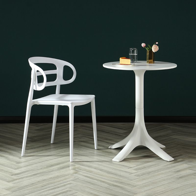 Scandinavian Arm Dining Chairs Plastic Low Back Dining Side Chair for Home