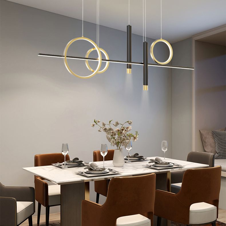 Luz de techo lineal Luz Modern Metal Island Pendants