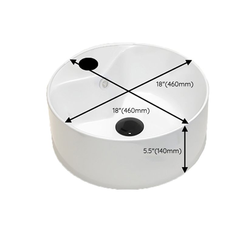 Round Vessel Bathroom Sink Vitreous China Vessel Lavatory Sink