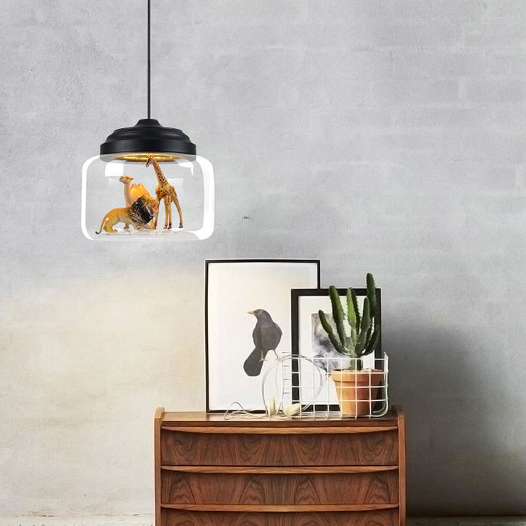 Moderne stijl kan hangend lichtglas 1 lichte hanglamp (inclusief willekeurig speelgoed) schaduwen)