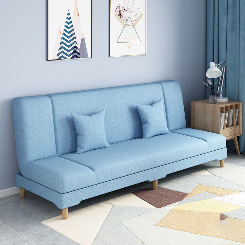 31.5 " H Contemporary Cotton Blend Armless Convertible Sleeper Sofa with 2 Pillows