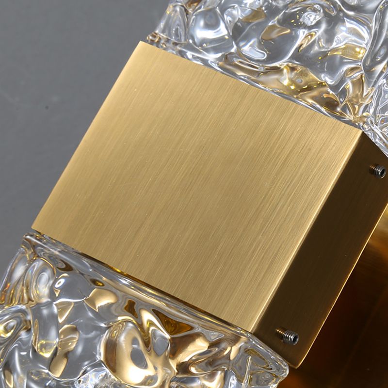 Nordic Style Metal Wall Light Cuboid LED Wall Sconce with Crystal for Bedroom